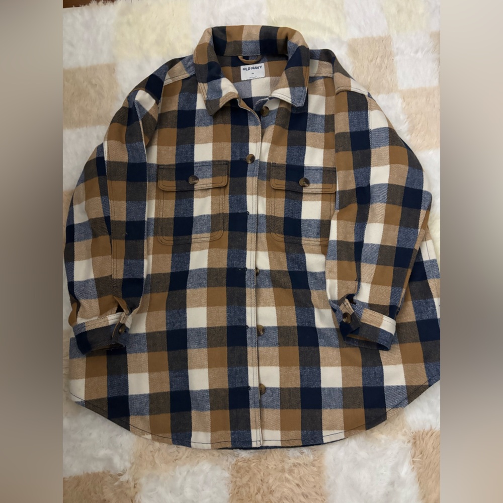 Plaid Flannel Button-Up Jacket